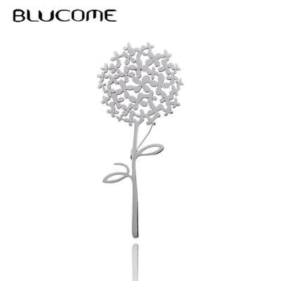 Stainless Steel Dandelion Flower Brooch for Women Charming Plant Office Party Daily Suit Pins Jewelry Aceesories