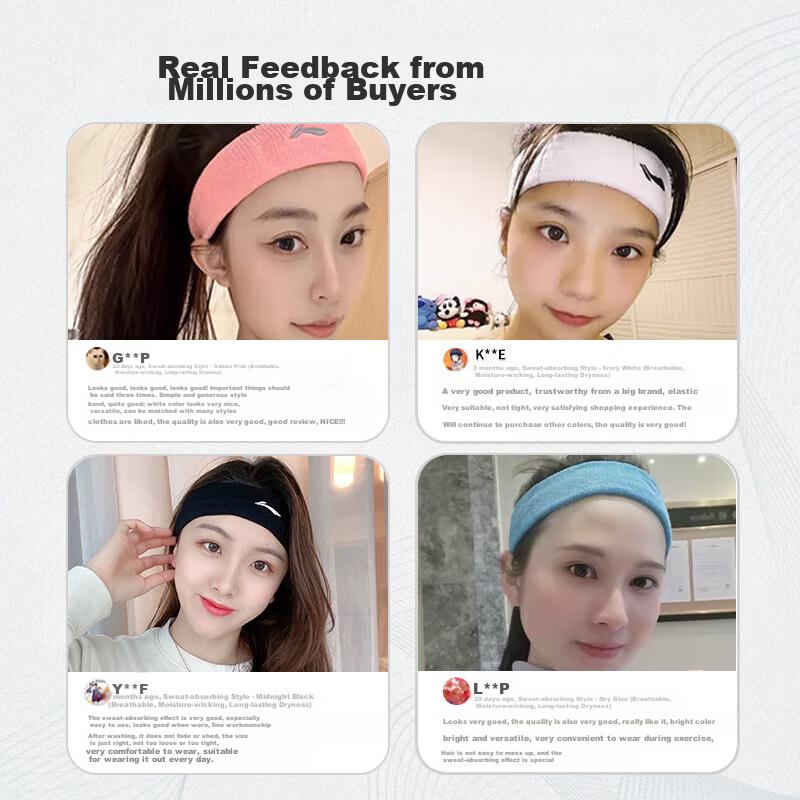 Li-Ning Sports Headband for Men And Women, Sweat-Absorbing Headband for Running, Yoga, Dance, Basketball Hair Tie Headband