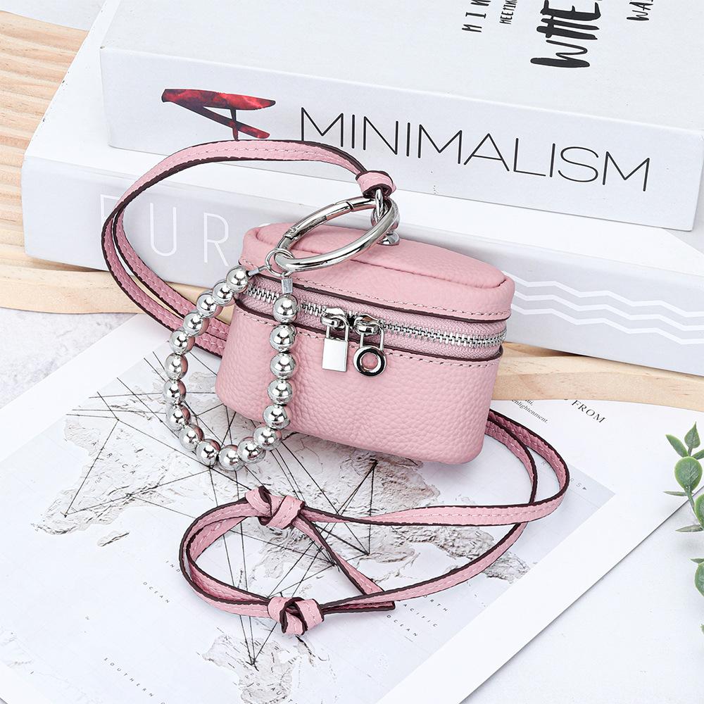 Chic and Compact Leather Necklace Coin Pouch Headphone Bag Accessory Fashion Headphone Pouch Zipper Coin Holders with Lanyard