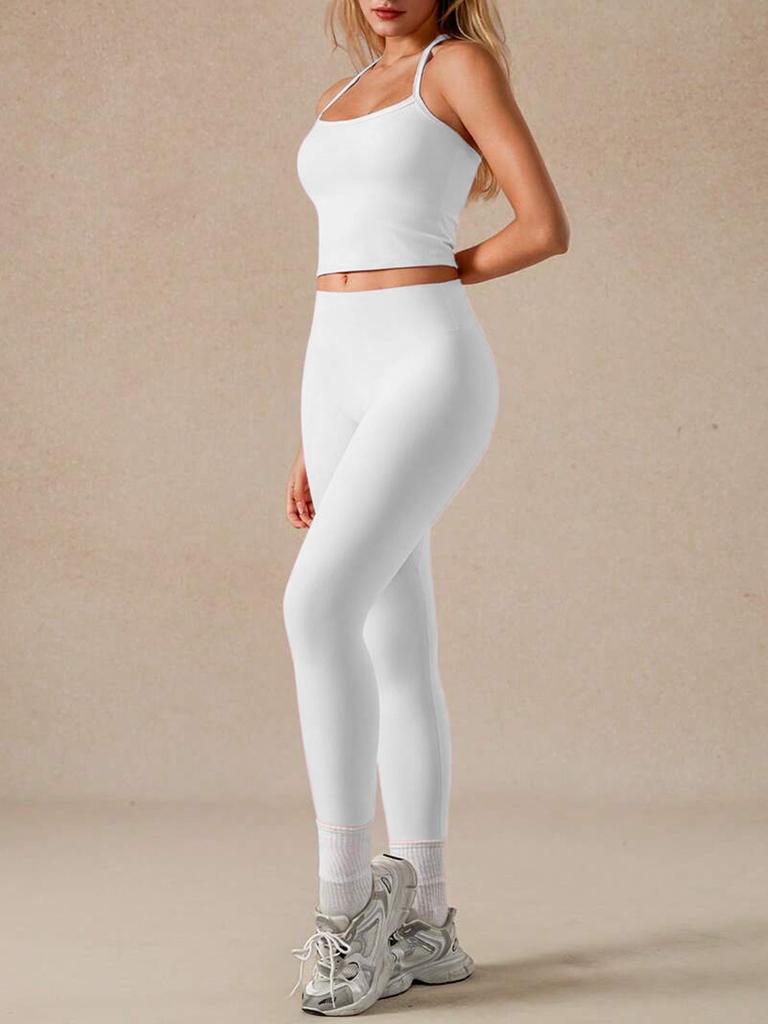New yoga vest trousers set women's fitness nude quick-drying sports trousers sexy vest two-piece set