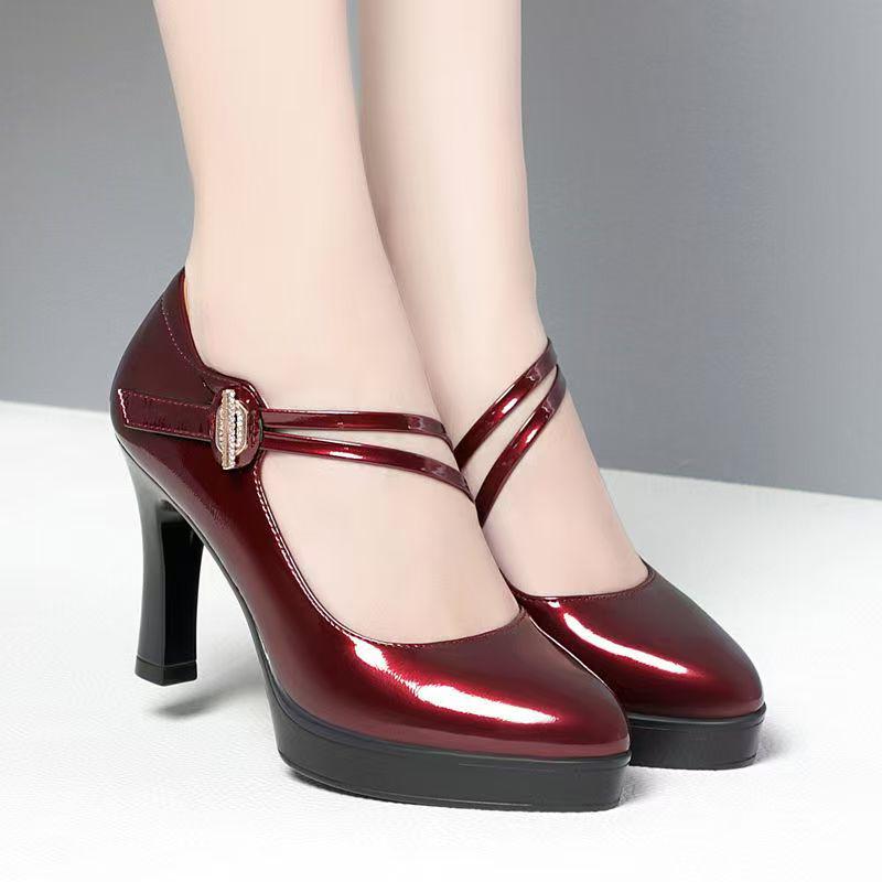 Qipao Women's Chunky Heel Leather Platform Shoes