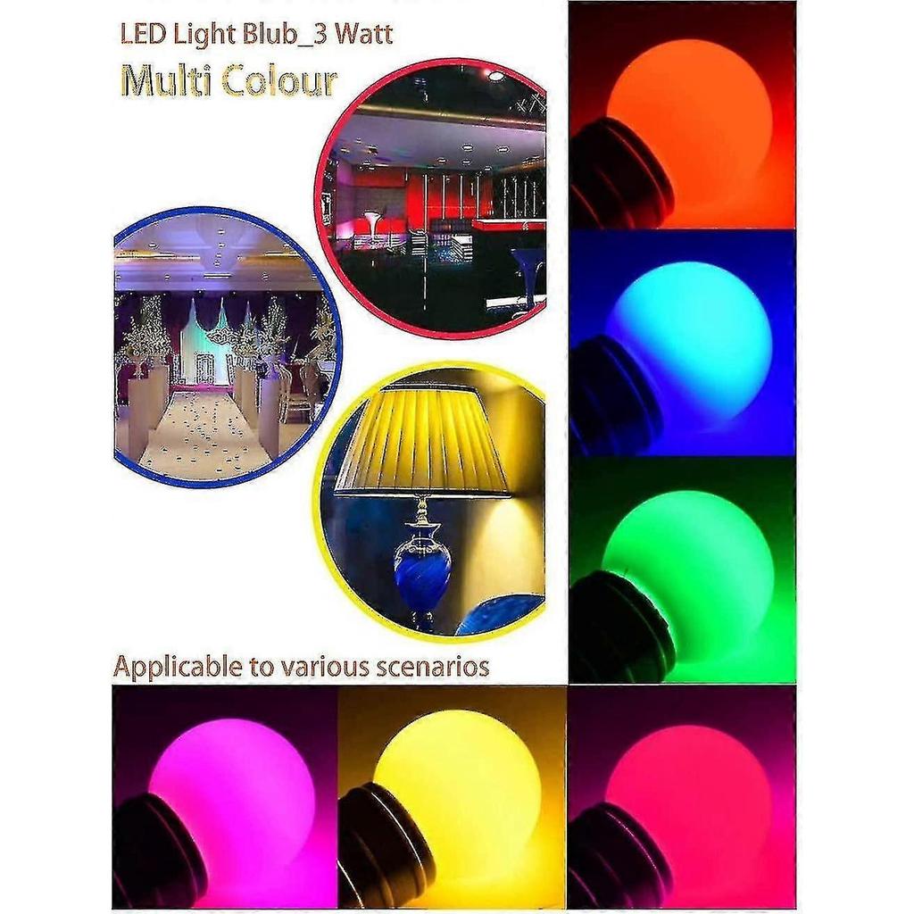 Kolorowe żarówki LED E27 3W=30W Dekoracyjne i Projektowe Światło 240 Lumenów AC220V-240V Lampa Dekoracyjna Mieszane Kolory Czerwony Żółty Niebieski Zielony - Opakowanie 40 szt. - R