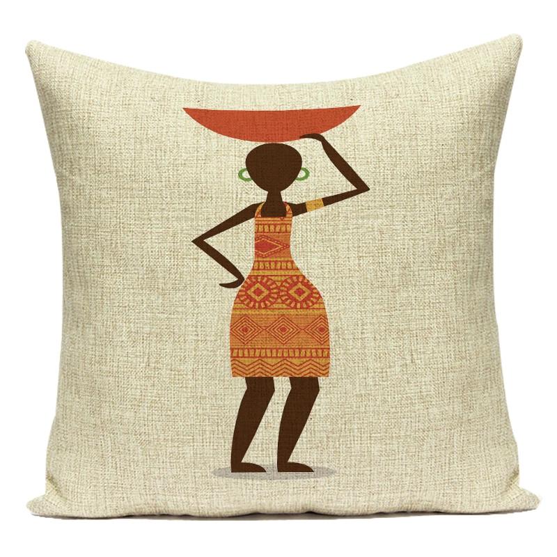 Africa Decorative Cushion Cover African Woman Custom Pillow Case National Costume Pattern Sofa Home Decor Pillow Cover