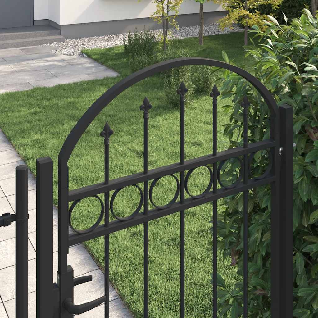 Garden Gate ASSEN with Arch Top Steel 102 X 175 Cm Black