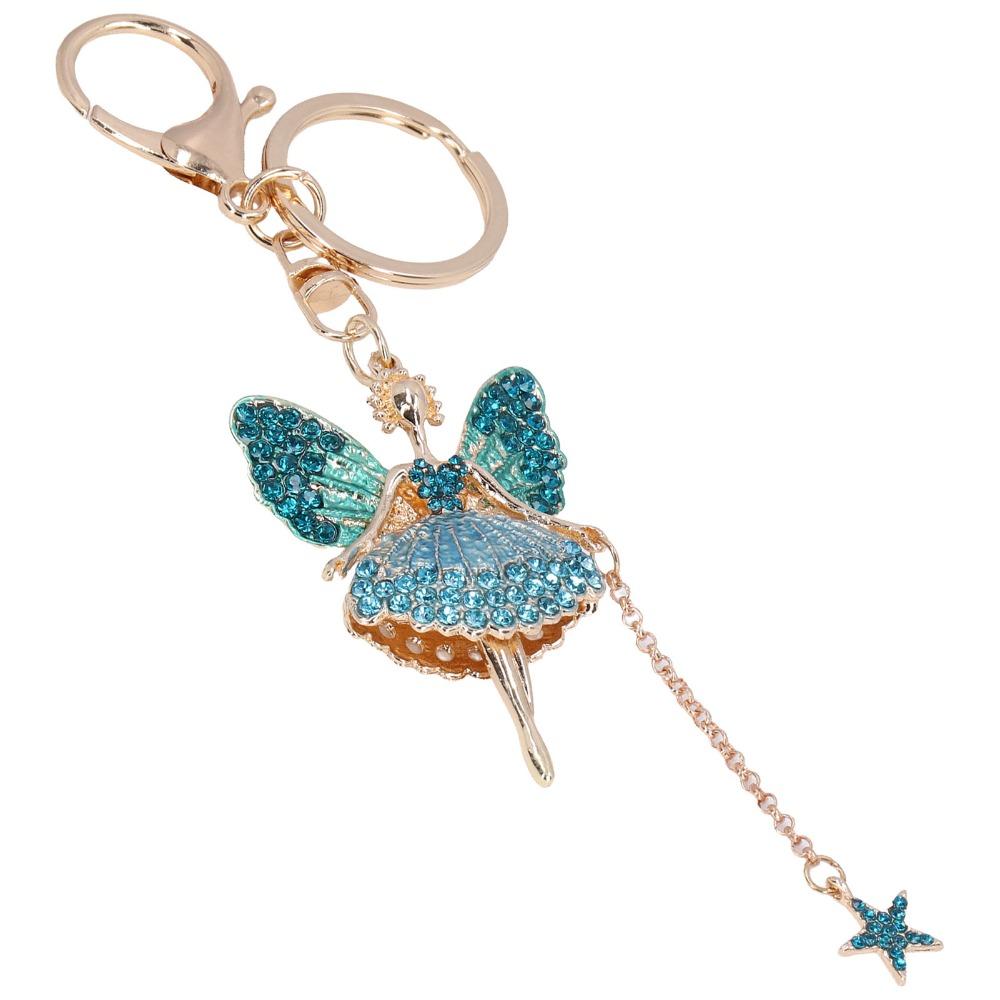 1pcs Rhinestone Decoration Angel Girl Keychain Butterfly Fairy Keychain For Women
