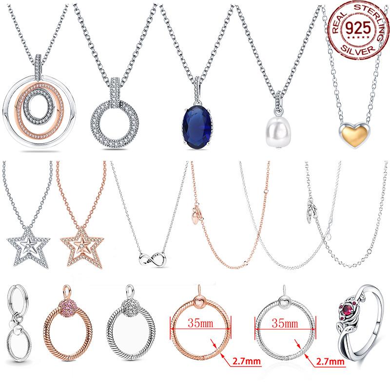 

Серебряное ожерелье S925 Двухцветное многоцветное многокольцевое ожерелье типа O для женщин Ювелирные изделия своими руками Женская шейная цепочка Оригинальный подвесной подвесной подвесной