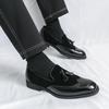 Men's Plus Size Casual Loafers: Fashion Tassel Leather Slip-Ons with Spliced Square Toe