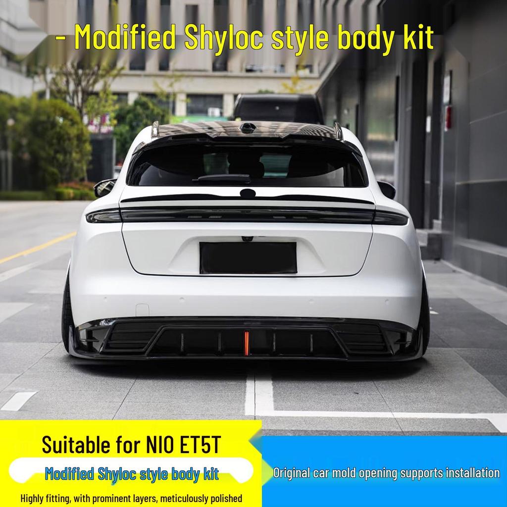Upgrade Compatible Carbon Fiber Aero Kit: Shirok Front Lip, Rear Diffuser, Tail Wing & Side Badges for NIO ET5T.