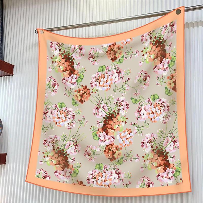New Year Gift 90cm Large Square Scarf Scarf Women'S Scarves Spring And Autumn Style Fashion Shawl European American Twill Print