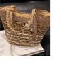 JIAERDI Sweet Khaki Straw Woven Handbag Women Large Capacity Hollow Out Shoulder Bags Ladies Travel Beach Vacation Tote Bag 2025