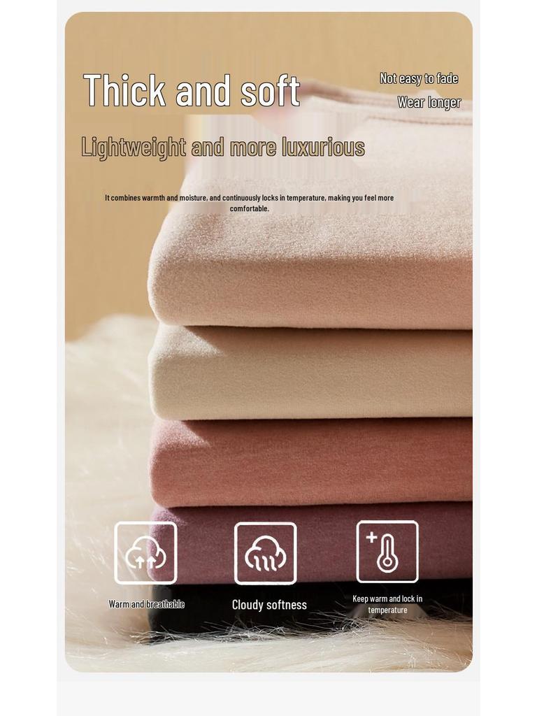 Women's and Men's Cashmere Silk Thermal Underwear Set for Autumn/Winter – Warm, Thickened Half-High Neck for Adults