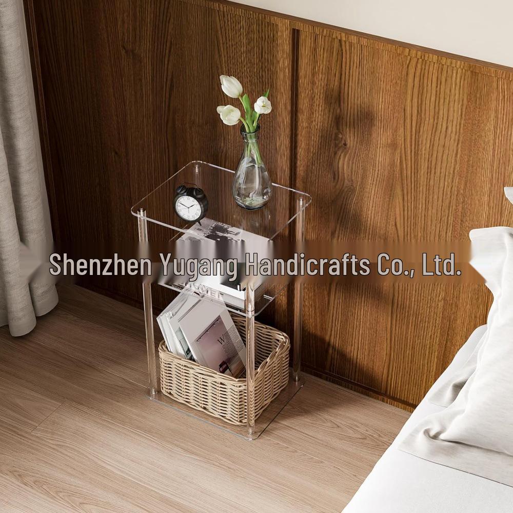 Three-Tier Acrylic Square Side Table for Living Room or Bedroom