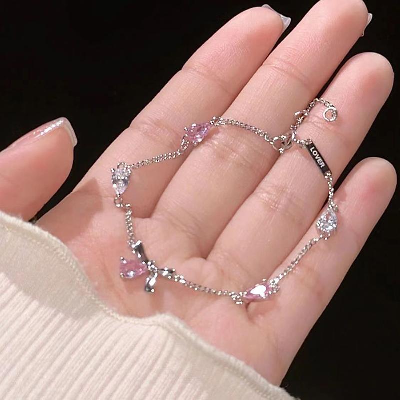 Elegant Flowers Bracelet For Women Y2K Sweet Girls Moon Cherry Blossom Bow Zircon Bracelets Luxury Designer Jewelry Gift