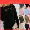 Cozy Women's Autumn Winter Fleece Sweater Tops With Elegant Lace Design For Style
