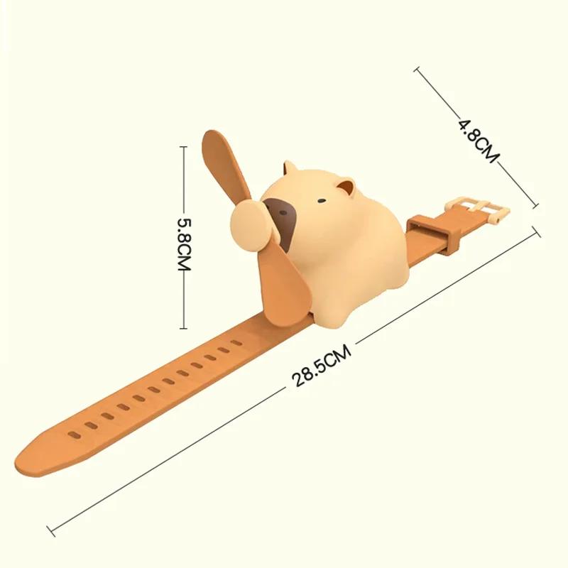 Cartoon Cute Dolphin Watch Fan Adjustable Soft Rubber Strap Summer Outdoor Portable Fan Three Speed Control Charging Fan
