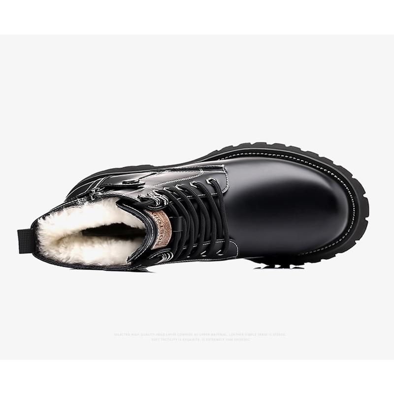 Fashion 2025 Winter Shoes Mens Snow Boots Warm Plush Fashion Brand Male Ankle Boots Pure Black Non-slip Thick Sole D582