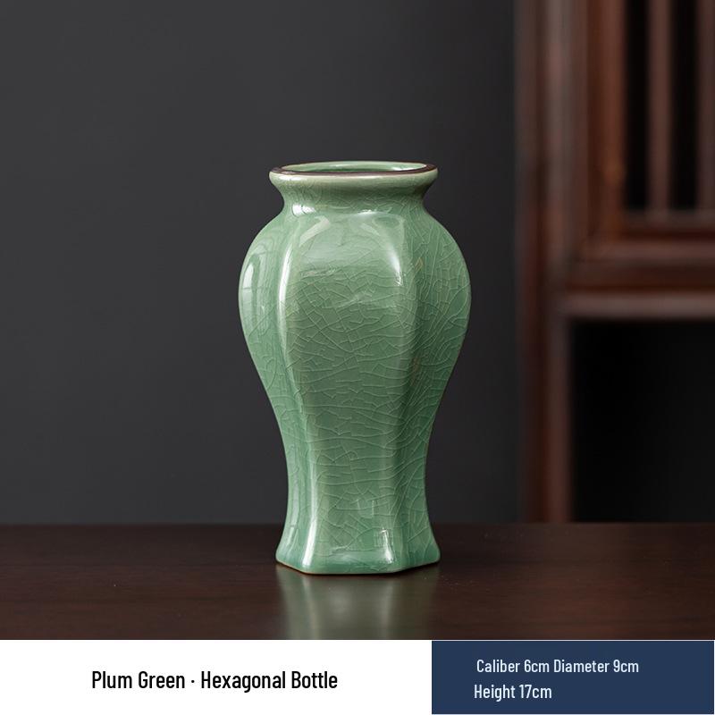 Vaso in Ceramica di Alta Gamma Ge Kiln Retrò per Fiori Freschi, Idroponica e Bambù