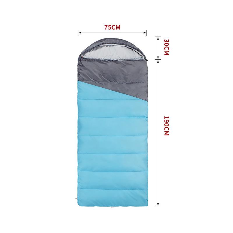 Four-Season Color-Block Camping Sleeping Bag: Dirt-Proof & Multi-Functional for Outdoor Travel (190+30)x75 cm