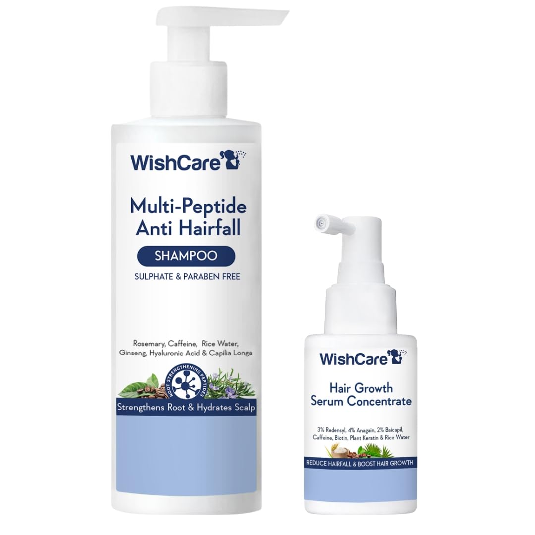 

WishCare Redensyl Hair Growth Serum 30ml & Multi Peptide Anti Hairfall Shampoo 250ml Combo Pack