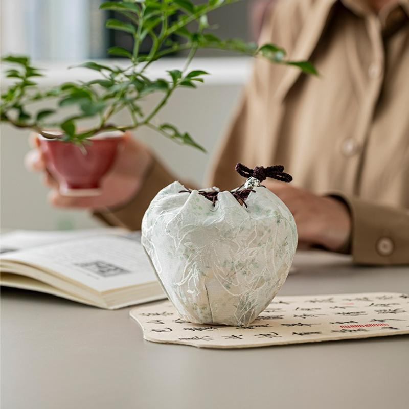 Chinese Style Small Storage Bag Vintage Portable Candy Storage Bag Tea Ceremony Thicken Protective Cup Bag Outdoor Accessories