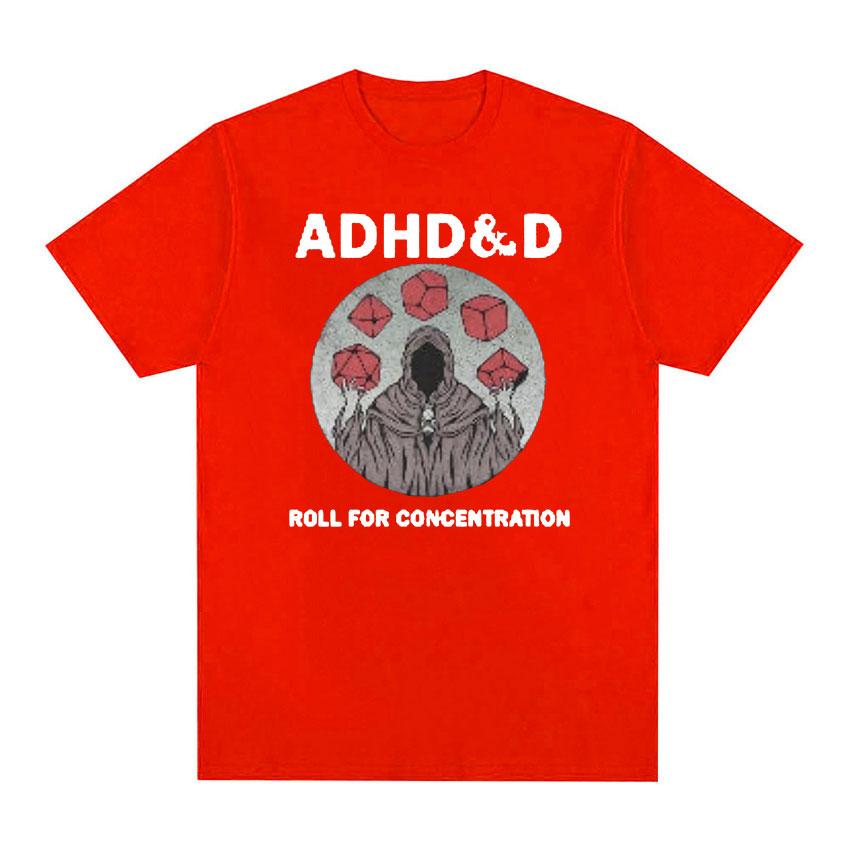 ADHD&D Roll For Concentration Funny Graphic T Shirt Women Unisex Retro Fashion Gothic Clothing T-shirts Casual Cotton Oversized T-shirt
