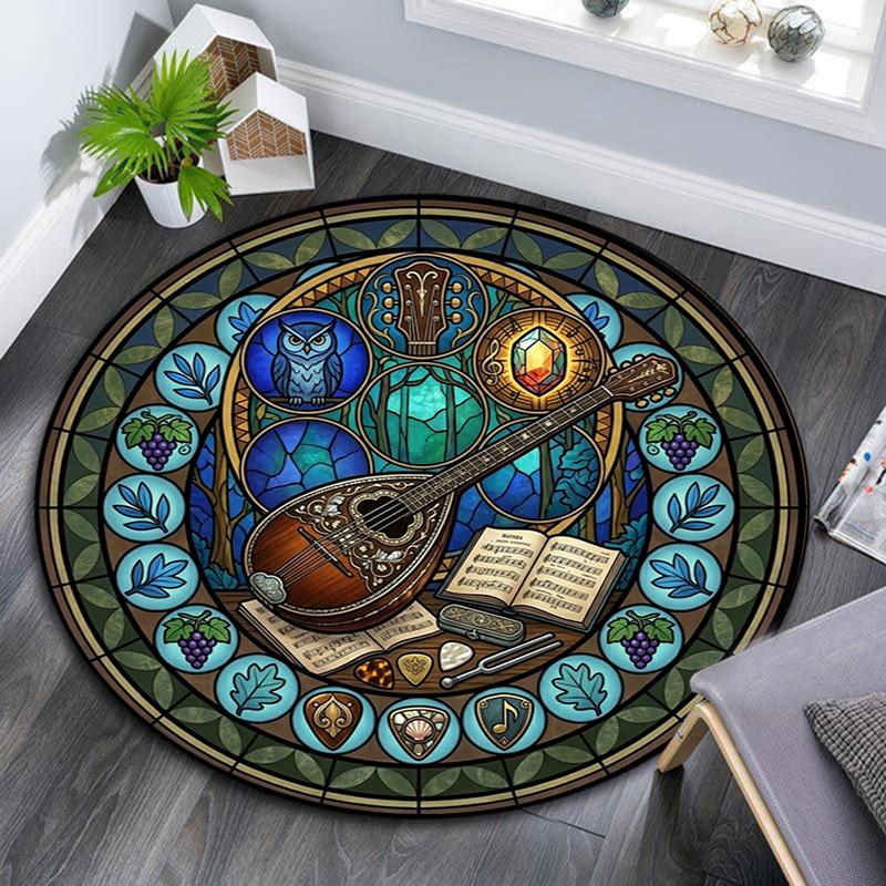 Music Nature Harmony Round Area Rug Under Office Chairs Bedroom Living Room Home Decor