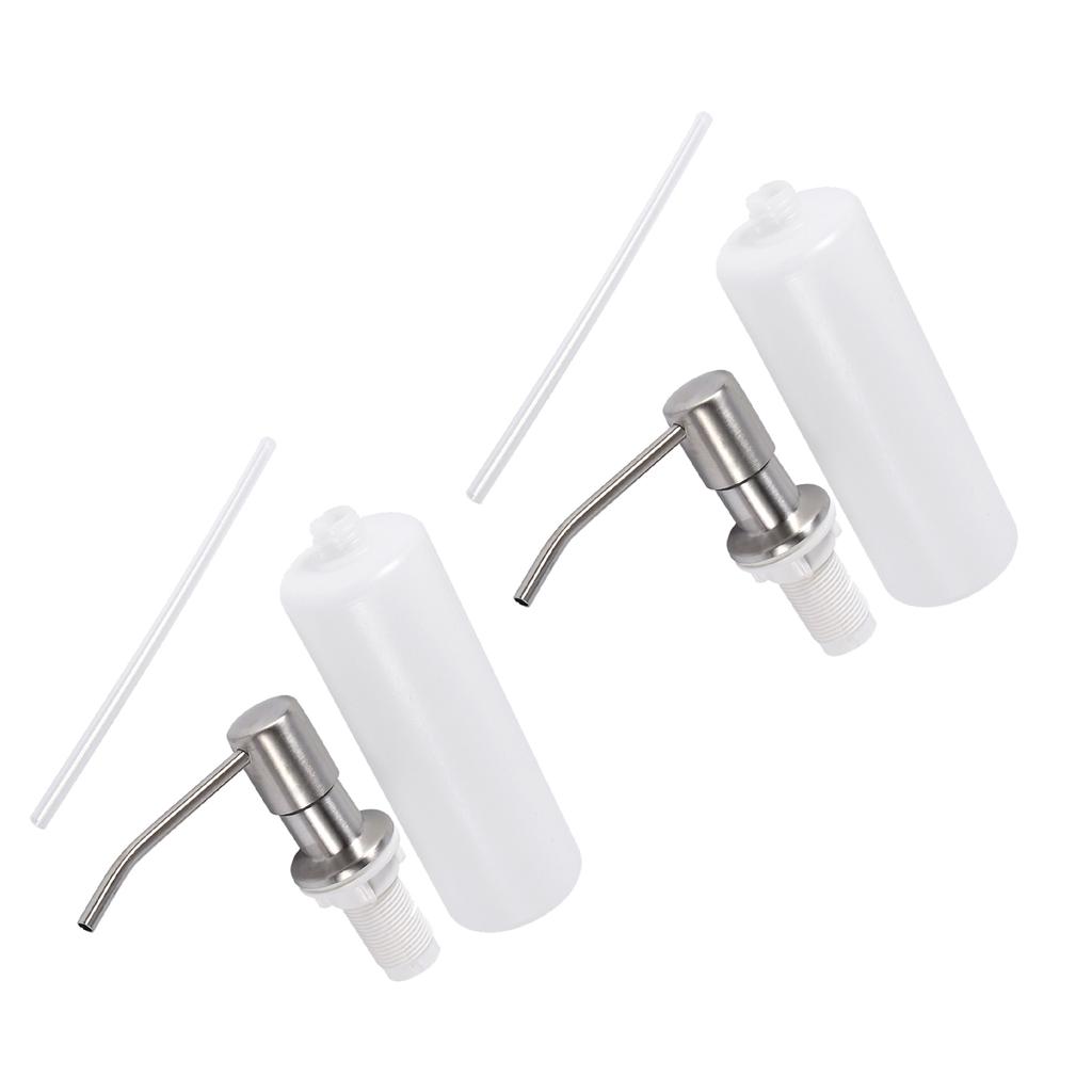 2 Sets Soap Dispenser for Kitchen Sink 304 Stainless Steel Built in Soap Dispenser Countertop Pump Head with 300ML