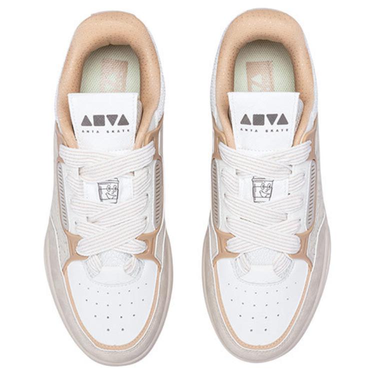 Anta Aojie Non-Slip Wear-Resistant Low-Top Skate Shoes Men Sneakers White 112418041S-1