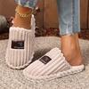 Multi Color Optional Fashionable Warm and Soft Fabric with Fluffy Plush Collar for Home Warm Winter Slippers - Skin Friendly Warm Couple Slippers