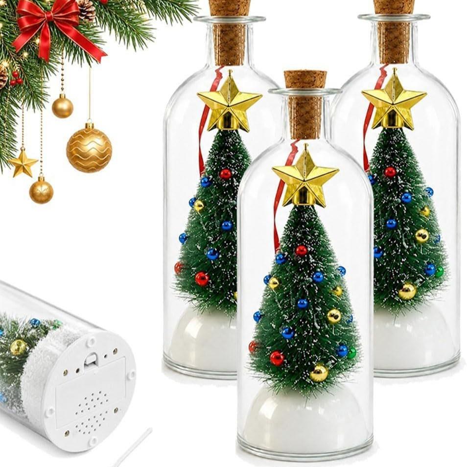 Message in a Bottle Christmas Tree Ornament with Recording Light-Up, Green Pink Blue Gold, 2-Pack and 3-Piece Pearl Foam Set, Bulk