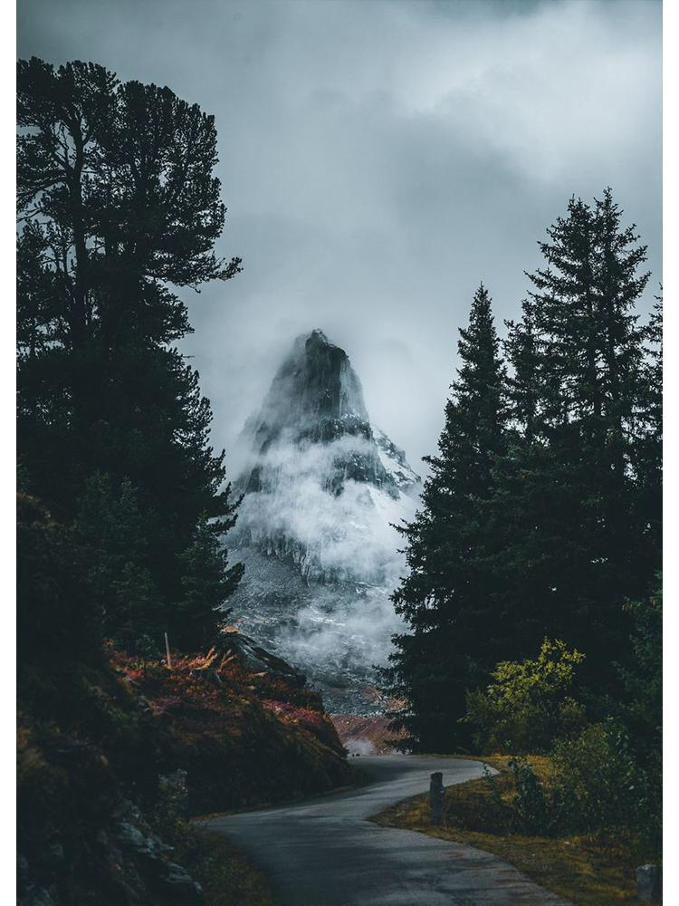 Nordisk Natur Landskap Grønn Skogsvei Fjellsjø Plakat Lerretsmaleri Veggkunst For Moderne Stue Hjem Dekorasjon