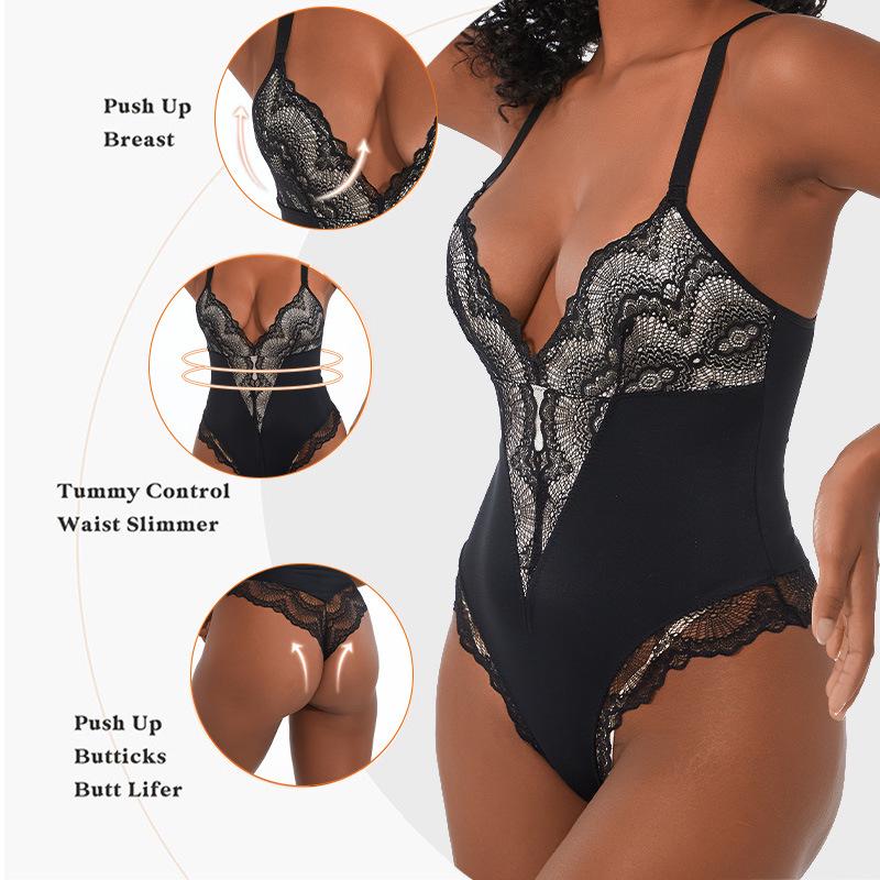 European & American V-neck Lace Body Shaper: Women's Breathable Tummy Control Camisole