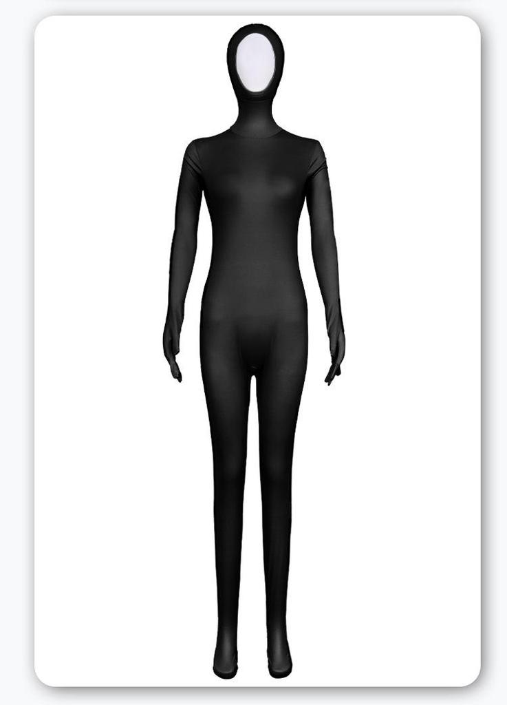 Zentai-Anzug mit fluoreszierendem Schnurrbart & Augenbrauen - einfarbiger Performance-Body