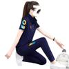 Sportswear Suit Women's Summer Thin Korean Version Loose Casual Long Pants Short-sleeved Two-piece Set for Small People