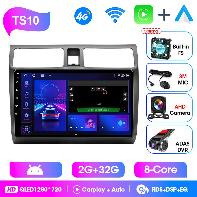 Srnubi 2Din Android14 Car Stereo Radio For Suzuki Swift 2003-2010 Wireless Carplay Android Auto Mirror Link BT 4G WiFi Head Unit