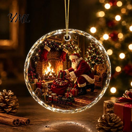 Christmas Landscape Ornament Scene Acrylic for Holiday Tree Decor, Decorative Seasonal Ornaments Hanging Keepsake Party And Home Decorations Supplies