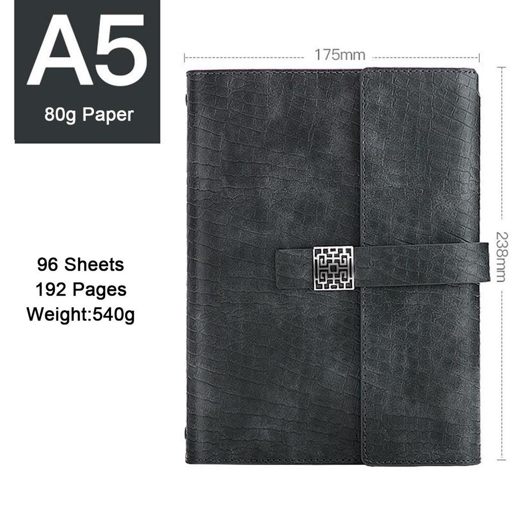 Leder A5 Schnalle Studenten-Fachnotizbuch, Business Loseblatt-Notizblock, Tagebuch, Arbeitsbesprechungs-Protokollbuch, Reisetagebuch, austauschbare Innenseiten