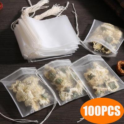 100 adet tek kullanımlık çay poşetleri filtre torbaları çay demlik için dize iyileşme mühürlü, gıda sınıfı dokunmamış kumaş baharat filtreleri çay poşetleri