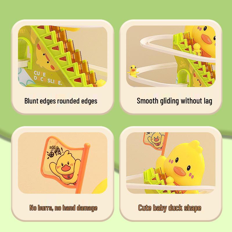 Little Duck Climbing Stairs Toy with Light Music - Educational and Assembling Slide for Children's Head-up Training.