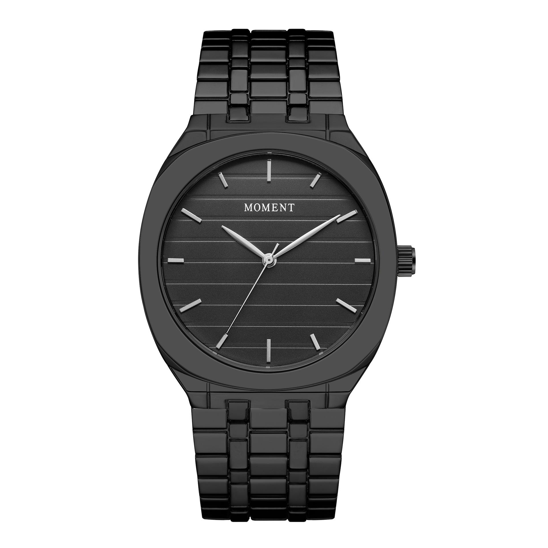 

Stylish And Simple Steel Belt Men S Watch Large Dial Three-Dimensional Texture Square Quartz Watch чорний