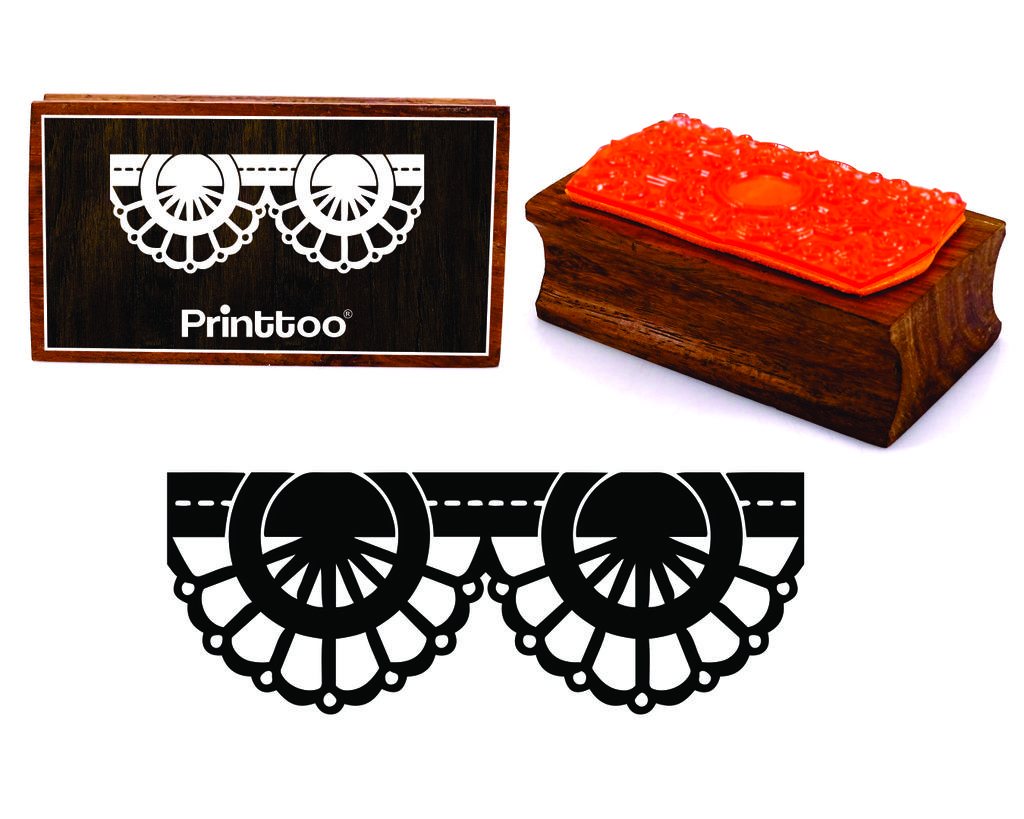 Printtoo Lace Ornate Border Design Rectangular Wooden Rubber Stamp Block