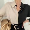 Koszula w stylu vintage damska elegancka biurowa, damska bluzki Y2k koreański styl z długim rękawem Oversize Patchwork Casual topy damskie