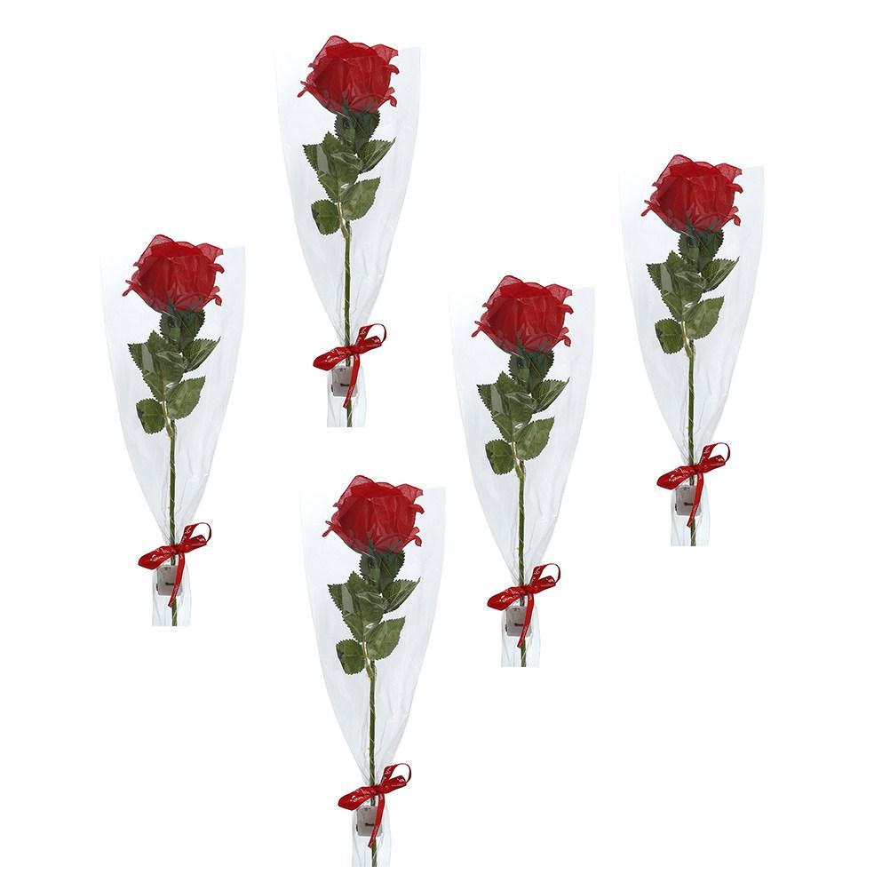 5Pcs Glowing Artificial Rose Bouquet Fake Flower Decor Simulation Rose for Valentine's Day Wedding Home Party Romantic