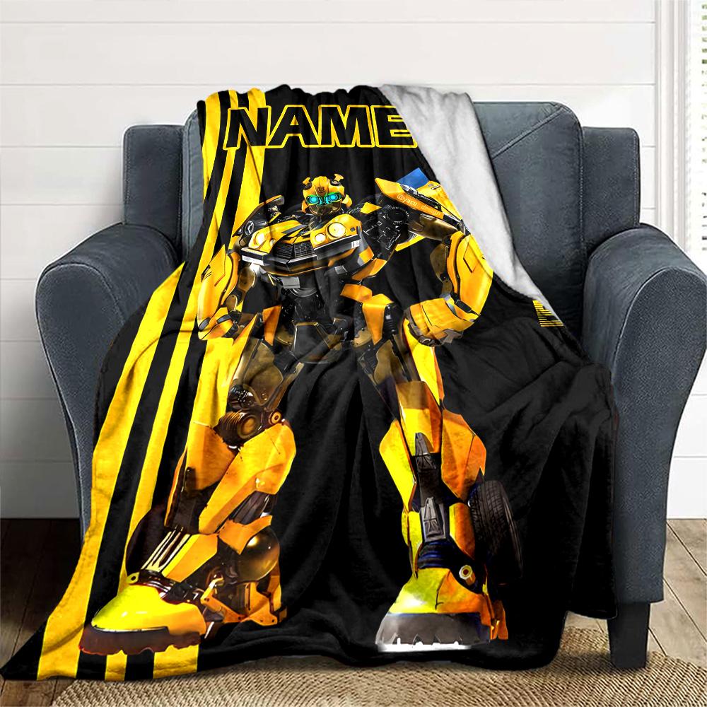Customizable Bumblebee1 Throw Blanket – Personalized Name, All-Season Cozy Snug Blanket, Machine Washable, Personalized Blanket