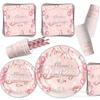 Pink Birthday Party Supplies Diamond Themed Paper Plates Paper Cups Banners Tissue Tablecloths Tableware Decorating Party