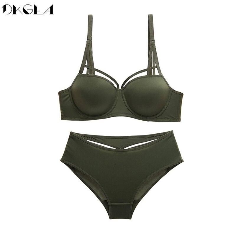 

DKGEA женский черный сексуальный комплект нижнего белья толстый бюстгальтер пуш-ап чашка ABC 85B зелёный