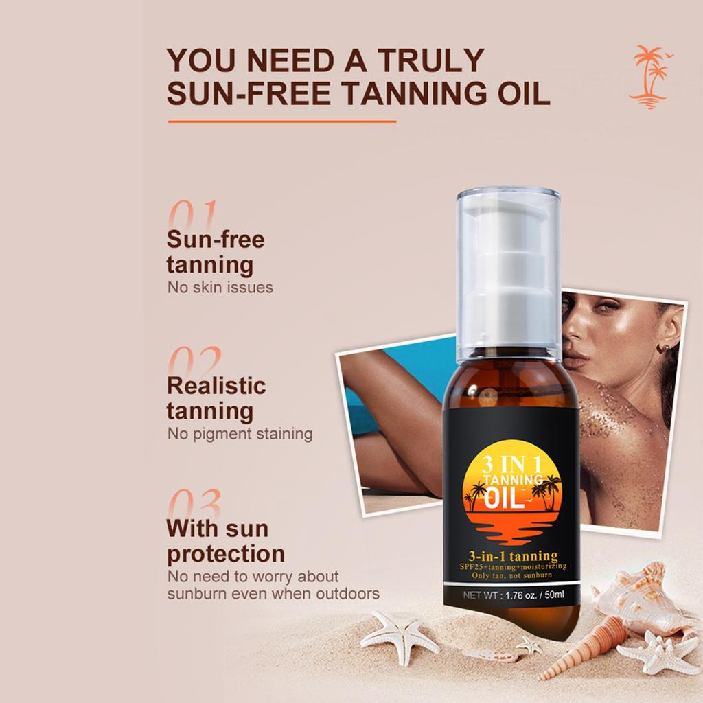 Bräunungsöl, Ein Bräunungsverstärker für Vorbräune und dunklere Haut, Verbessern Sie Ihren natürlichen Teint, Tiefe Bräune, 50ml