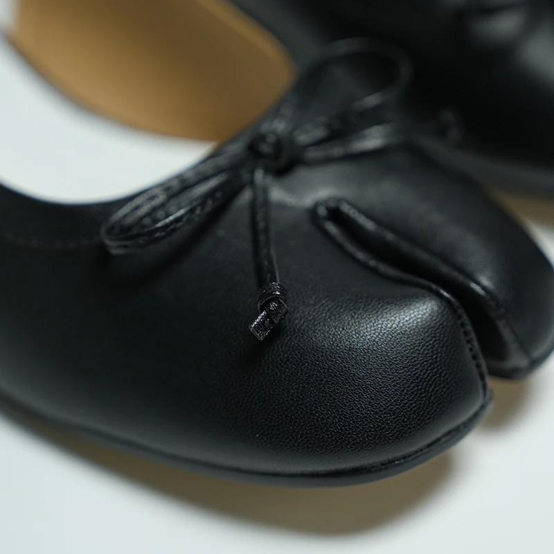 2025 New Brand Design Fashion 3CM Tabi Sandals  Split Heel Ballet  Summer High Heel Single Shoes Bow Mary Jane Shoes