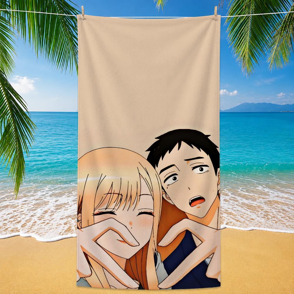 Anime My Dress-Up Darling Towel Polyester Beach Towel Quick Dry Sand Free Bath Towel for Summer Pool Travel Vacation