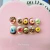 Short Press-On Nails With Hand-Painted Cute Cartoon Designs Donut Style Wearable Nail Tips Women